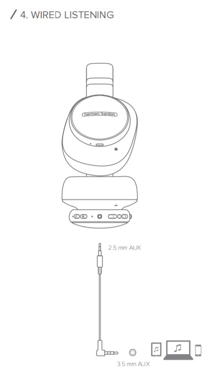 Harman Kardon FLY ANC Wireless Headphone Wired Listening