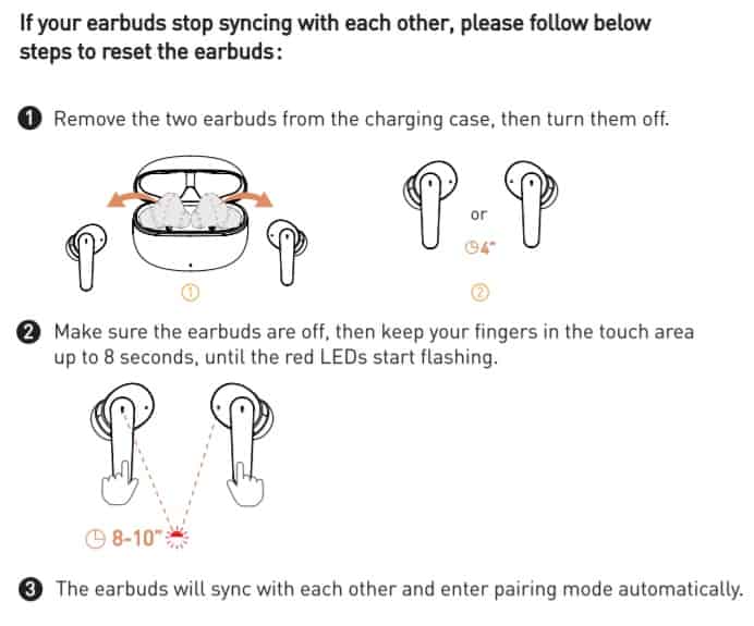 TRANYA T30 Wireless Earbuds HOW TO RESET THE EARBUDS
