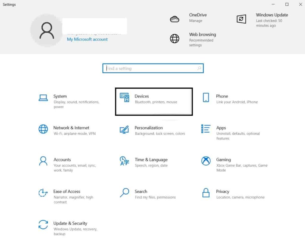 Windows Bluetooth Settings