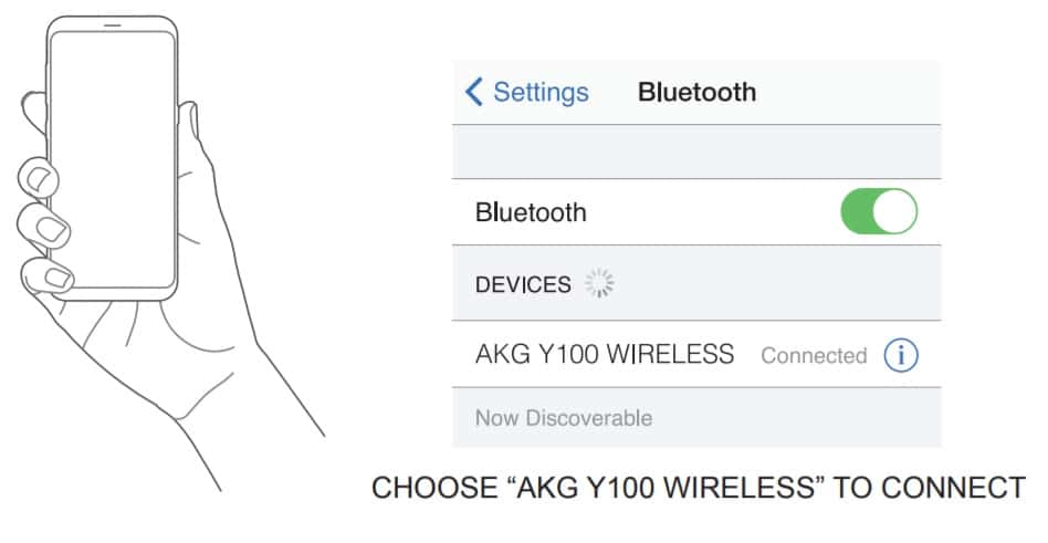 AKG Y100 Wireless Ear Headphones CONNECT TO BLUETOOTH DEVICE