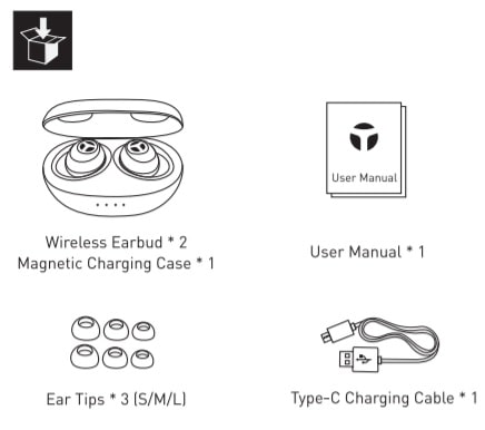 Tranya T10B Earbuds Package List