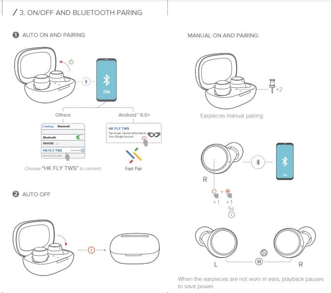 Harman Kardon Fly TWS Earbuds On off and Bluetooth Pairing