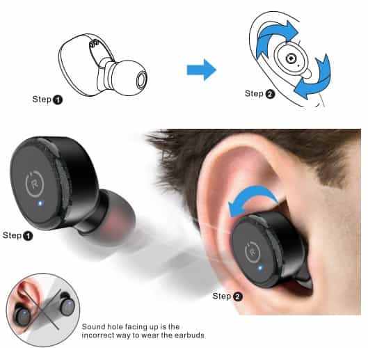 Tozo T10 True Wireless Stereo Earbuds How to wear your Tozo earbuds