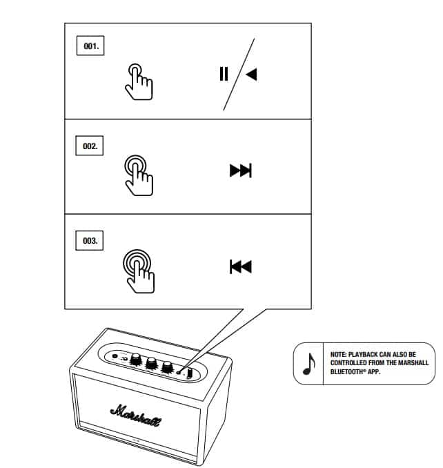 Marshall Acton 2 Bluetooth Speaker Play Pause Control