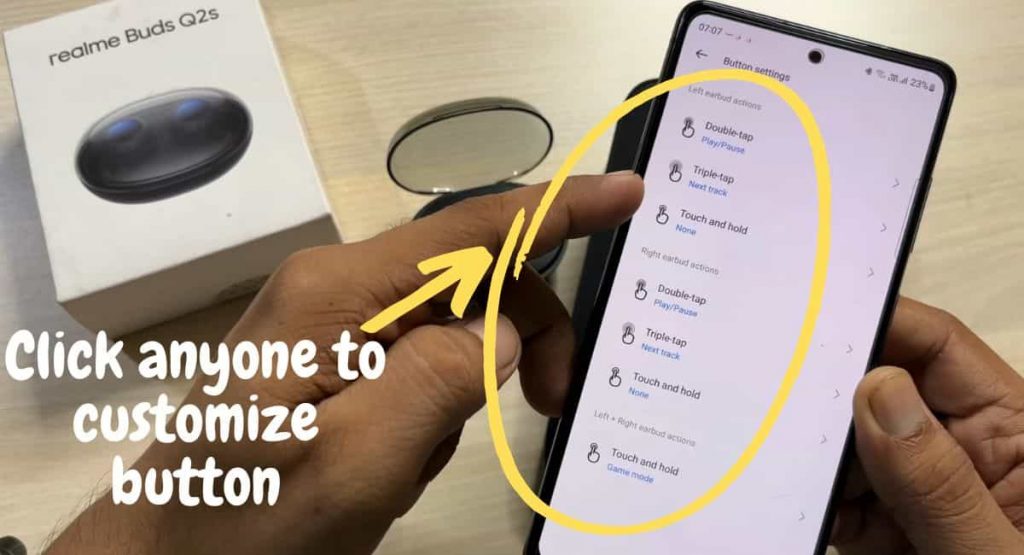 Click anyone on Button Command option in realme Link App