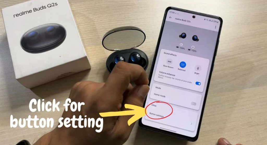 Button setting under other in realme Link App for button functions