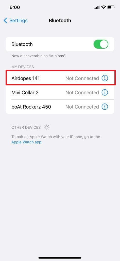 Bluetooth Setting in Phone for pairing boAt Airdopes 141